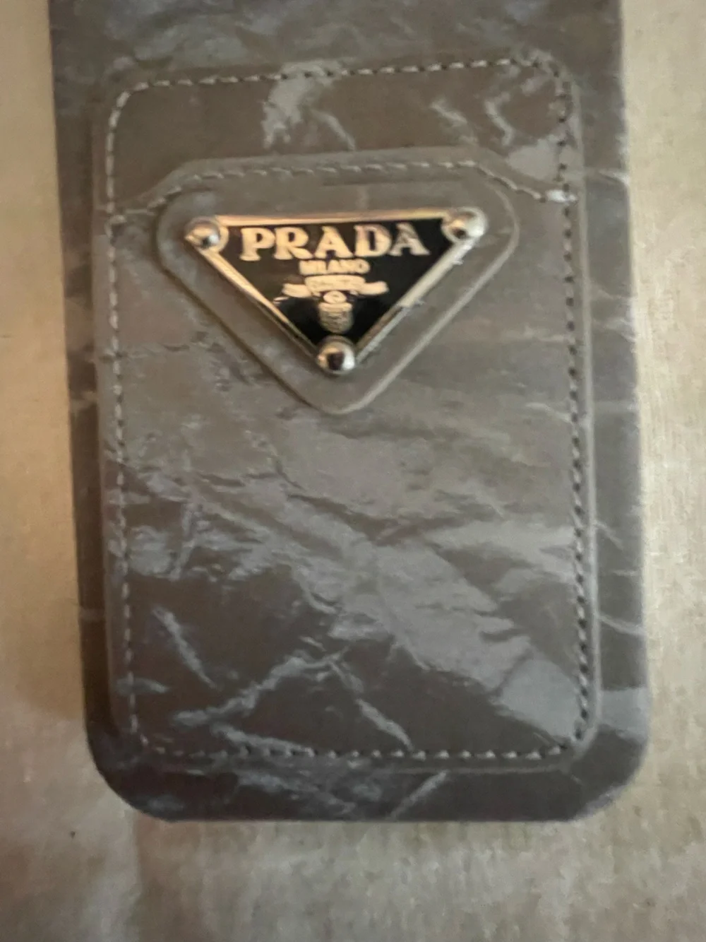 Prada Gray Crush Velvet iPhone case with  2 cardholder fits iPhone 17pro max